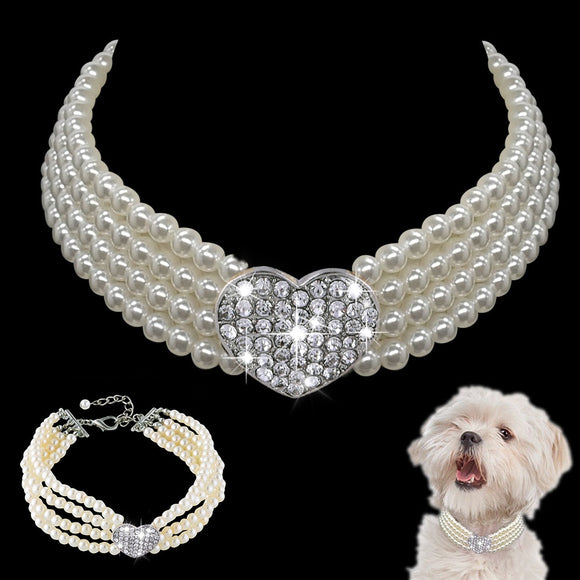 Pearl splice Rhinestone Dog collar