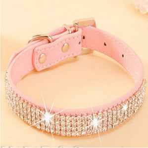 Bling Rhinestone PU Leather Crystal Diamond Puppy Collar