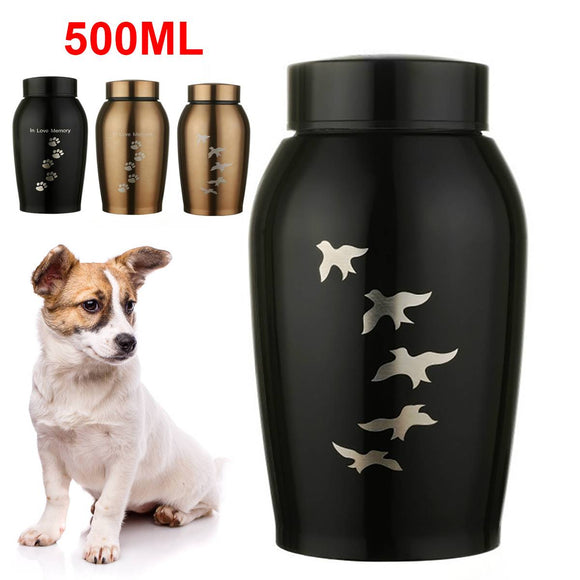 Gold/Black Stainless steel Urns Pets Dog Cat Birds Mouse Cremation Ashes Urn Keepsake Casket Columbarium Pets Memorials